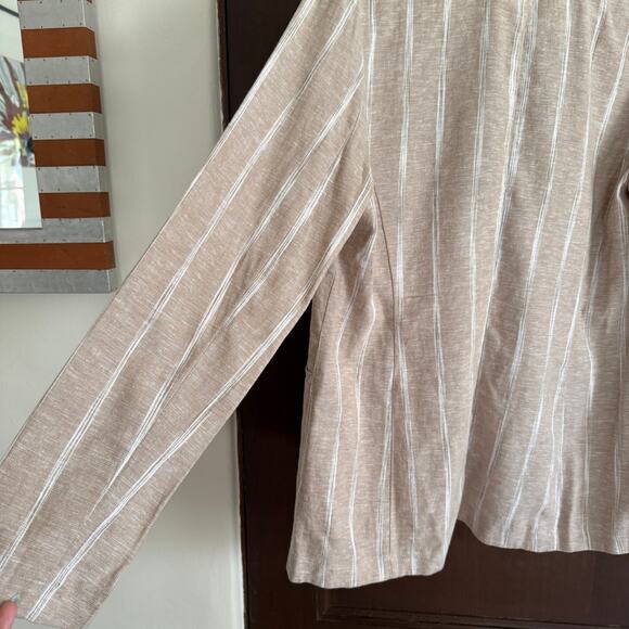 DREW | Striped Natural Khaki Linen Blend Relaxed Blazer Anthropologie | Medium - Picture 6 of 6